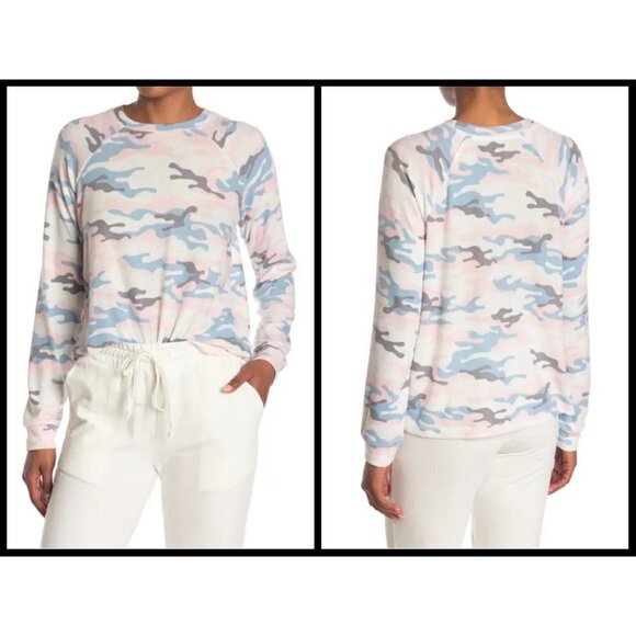 💕PJ SALVAGE💕 Long Sleeve Printed Raglan Top Camo - Picture 1 of 9